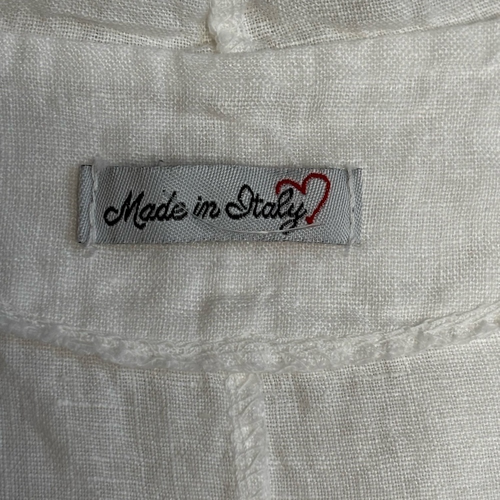 WHITE LINEN (MADE IN ITALY) HOODED TOP/COVERUP - Picture 2 of 7